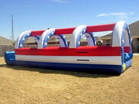 Red white and blue slip and dip for rent in Central Texas. Party rentals Central Texas, Event Rentals Central Texas 
