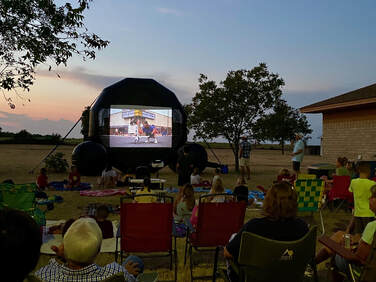 Inflatable outdoor cinema rental in Waco, TX.
